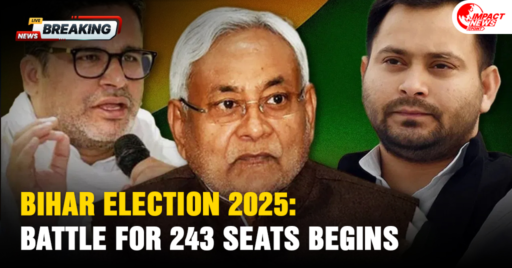 Political posters and crowds during Bihar Elections 2025 showing campaign rallies of major parties like BJP, JD(U), and RJD