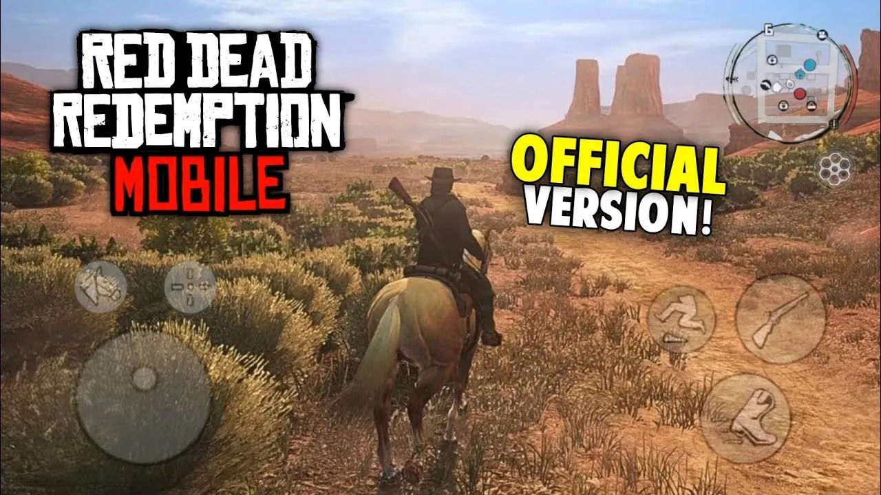 Red Dead Redemption game visuals showing a cowboy on horseback adapted for mobile screen