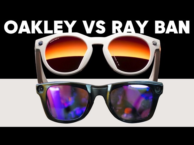 Oakley Meta HSTN and Ray-Ban Meta smart glasses side-by-side comparison with AI features and modern design.