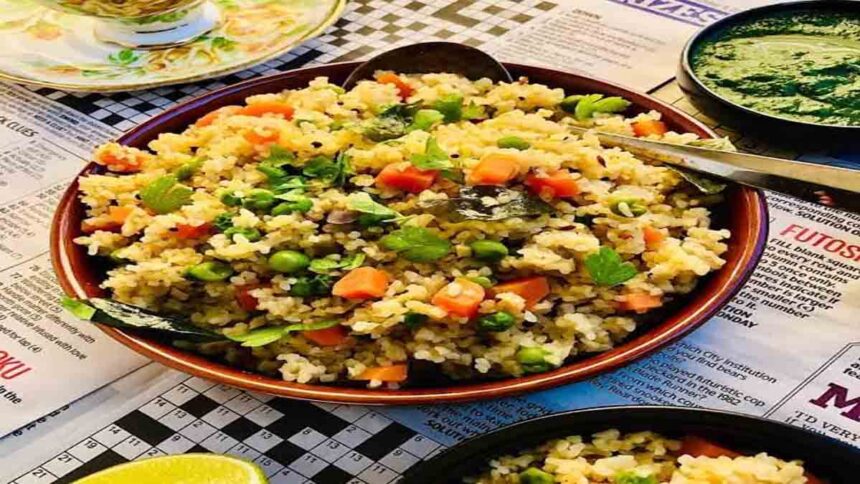 Healthy Breakfast Recipe: Vegetable Dalia Upma – Packed with flavor and nutrition.